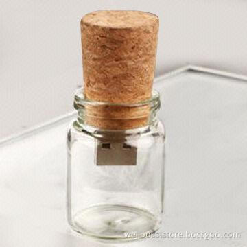 Glass Bottle-shaped USB Flash Drives, Compatible with USB 2.0 Interface